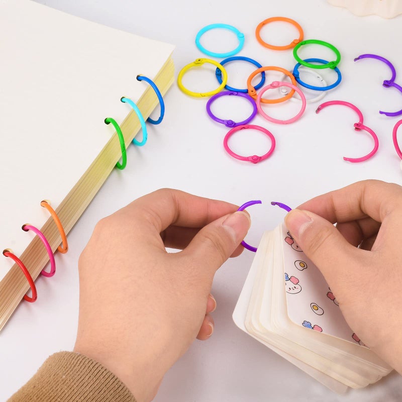 KFPPLXQ 120 pcs Loose Leaf Binder Rings  Flash Card Rings  Colorful Metal Book Rings  Rainbow Color Heavy Duty Notebook Rings  Keychain Key Rings  1 Inch 10 Colors - Image 4
